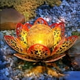 3 Pack Solar Lights Outdoor Garden 6.3 " Glass Lotus Lamp Waterproof