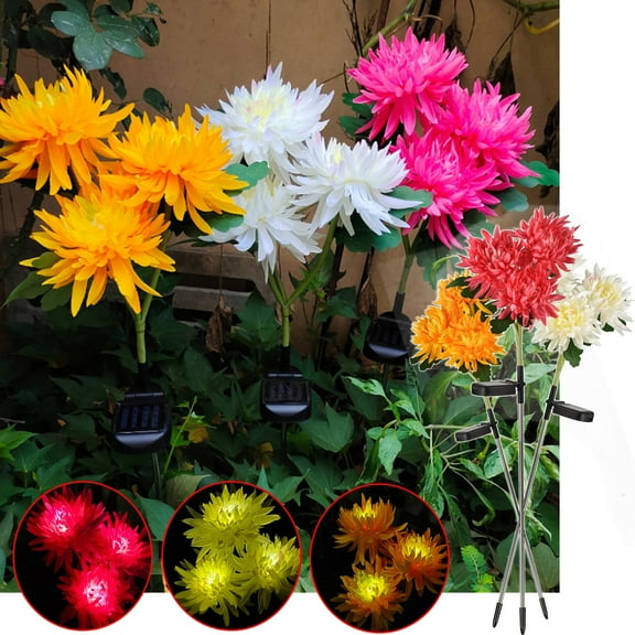 3 Pack Solar Lights Outdoor Garden Decor, Upgraded Outdoor Solar Garden Lights with 16 Glowing Daisy Flowers & Stems, Waterproof Auto ON/Off Solar Flowers Lights for Outside Garden Yard Patio