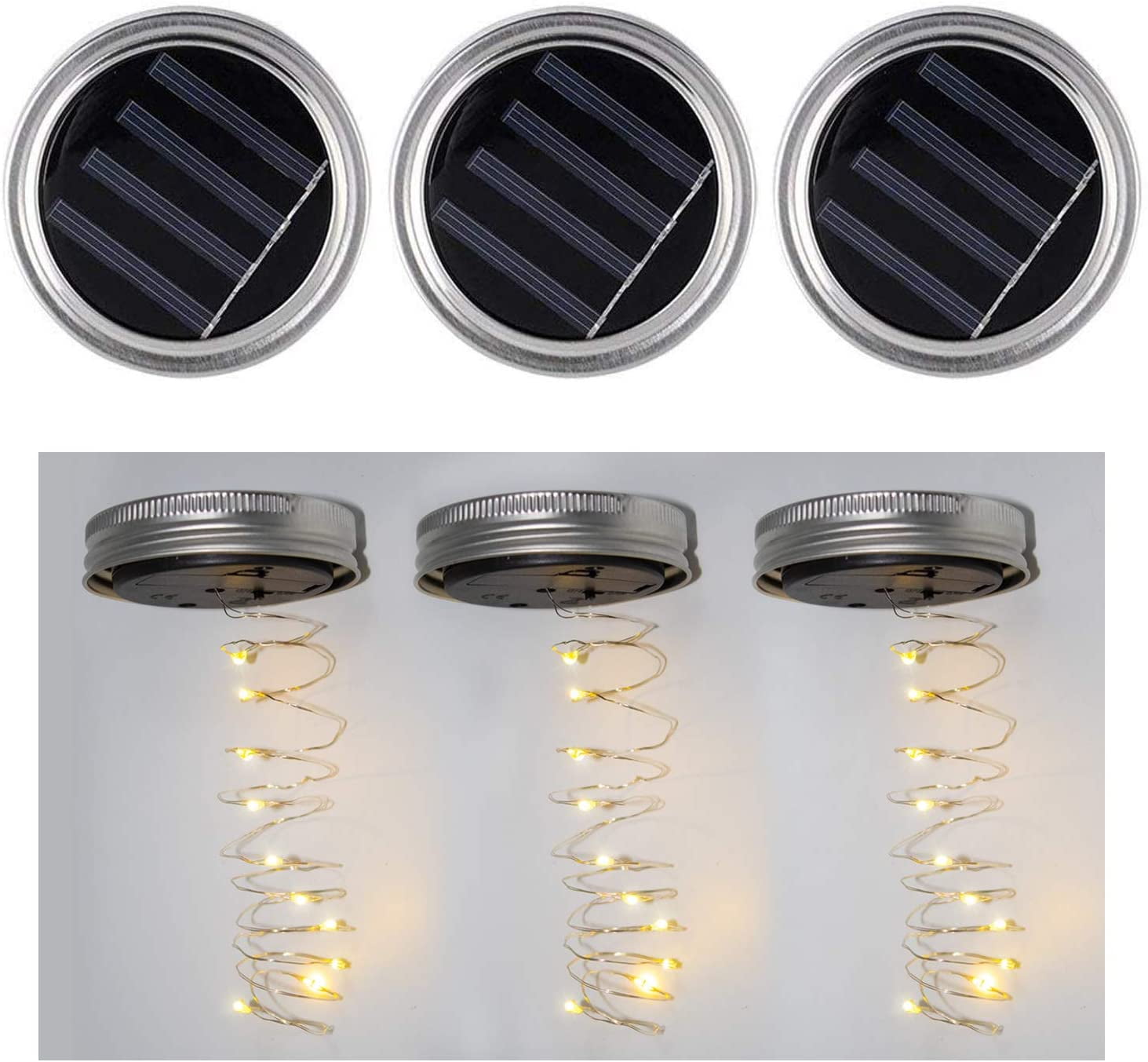 ALED LIGHT 3er Pack Solar Mason Jar Lichter - Warmweiße LED Lichterkette Für Garten