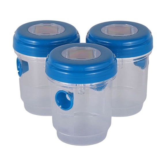 3-Pack Solar Powered Wasp Trap, Blue Reusable Hornet & Yellow Jacket Catcher, Waterproof Outdoor Insect Trap for Garden Patio & Backyard