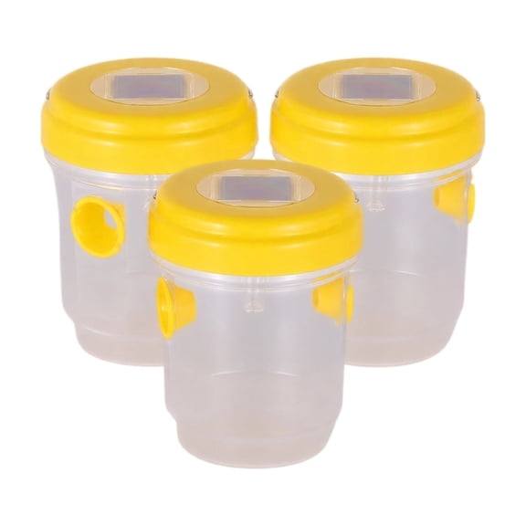 3-Pack Solar Powered Wasp Trap, Yellow Reusable Hornet & Yellow Jacket Catcher, Waterproof Outdoor Insect Trap for Garden Patio & Backyard