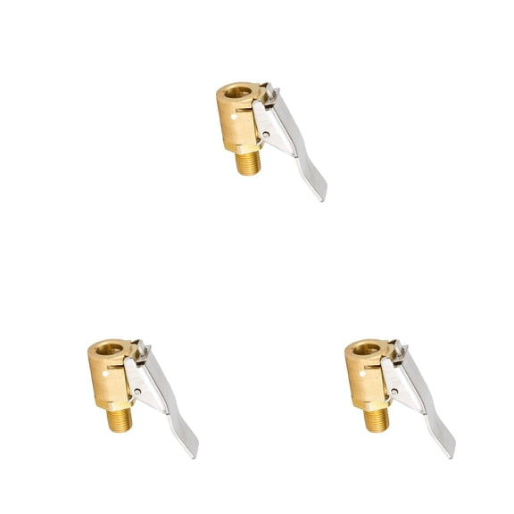 3-Pack Solid Brass Tire Inflation Connectors – Clip-On, Open-End Adapters with 250 Psi Rating for Cars, Trucks & Suvs – Fits All Standard Schrader Valves