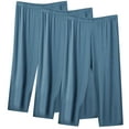 thumbnail image 1 of 3 Pack Solid Color Capris Pajama Pants, Womens Sleepwear Loungewear Cropped Pants Wide Leg Soft Bottoms Plus Size Navy M, 1 of 2