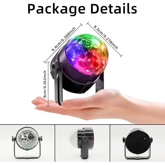 3-Pack Sound Activated Party Lights with Remote Control Dj Lighting, Disco Ball Light Projected Effect Dancing Lights, Strobe Lamp for Parties Supplies Birthday Christmas Bar KTV Decorations