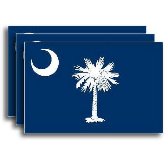 3 Pack South Carolina Official State Flag Vinyl Decal Sticker Car Truck Window Bumper RV Auto Vehicle