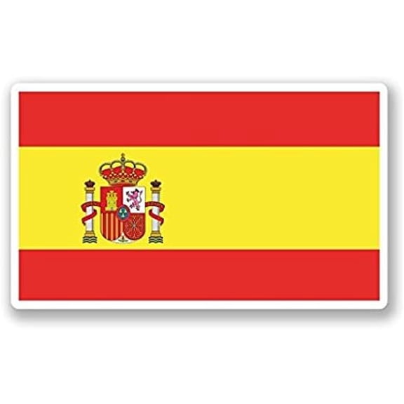 3 Pack - Spain Spanish Flag Vinyl Sticker Decal - Sticker Graphic - Construction Toolbox, Hardhat, Lunchbox, Helmet, Mechanic, Luggage
