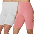 thumbnail image 1 of 3 Pack Spandex Short Leggings for Women High Waist 8'' Stretch Workout Gym Yoga Shorts Soft Light Athletic Pants (M, Pink), 1 of 7