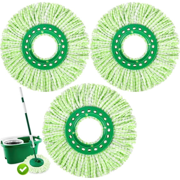 3 Pack Spin Mop Head Replacement Compatible with Libman Tornado,Microfiber Mop Head,Green Machine Washable Mop Refills Replacements,Household Cleaning Tools