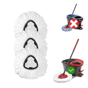 3 Pack- Spin Mop Replace Head, Spin Mop Head Refill, Universal Microfiber Replacement Mop Heads, Machine Washable, Deep Cleaning and Easy-to-Replace(White)