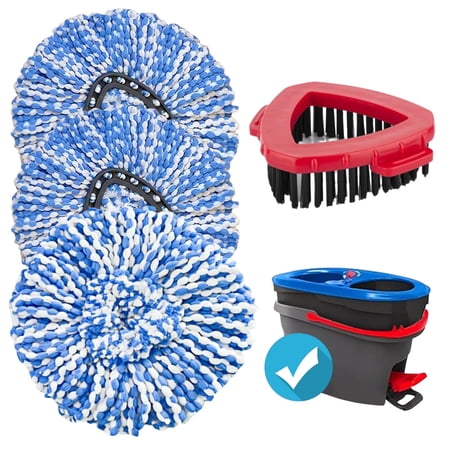 3 Pack Spin Mop Replace Heads With 1 Scrub Head for OCedar Rinse Clean 2 Tank System, Triangle Spin Mop Replacement Scrubbing Head, Fluffy Microfiber O-Cedar Mop Refill Replace Head