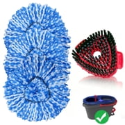 3-Pack Spin Mop Replacement Head with 1 Scrub Brush for OCedar RinseClean Spin Mop Refill 2-Tank System Microfiber Deep Cleaning Machine Washable and Easy-to-Re