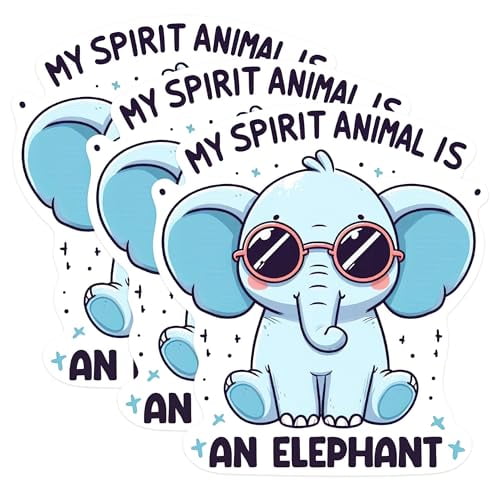 (3 Pack) Spirit Animal Elephant Decals - Cute Animal Decal - Laptop Decals - 3 Inches On Longest Side - Easy Peel & Apply - Made in USA - 3MCS0238
