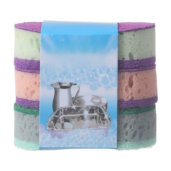 3 Pack Sponge Scouring Pads Multi-Purpose Kitchen Dish Brush Pot Cleaning Non-Greasy Polyurethane Foam 4.53x2.56x1.18 In