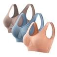 thumbnail image 1 of 3 Pack Sport Bras for Women with Padded&nbsp;fashion Mesh Patchwork Breathable Bras Comfy Wireless Bralettes, 1 of 5