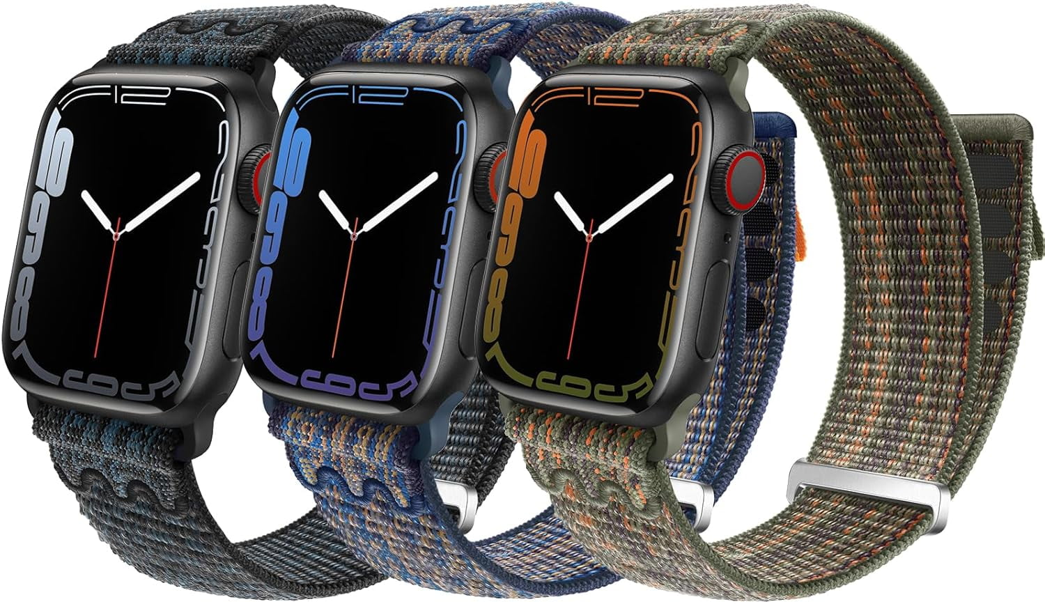 3 Pack Sport Nylon Bands Compatible with Apple Watch 44mm 40mm 41mm