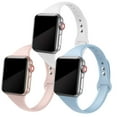 thumbnail image 1 of 3 Pack Sport Slim Silicone Bands for Apple Watch Bands 40m 44mm 38mm 42mm 41mm 45mm, Thin Soft Silicone Replacement Band Wristband Bracelet for iWatch Series SE/7/6/5/4/3/2/1 Women Men, 1 of 8