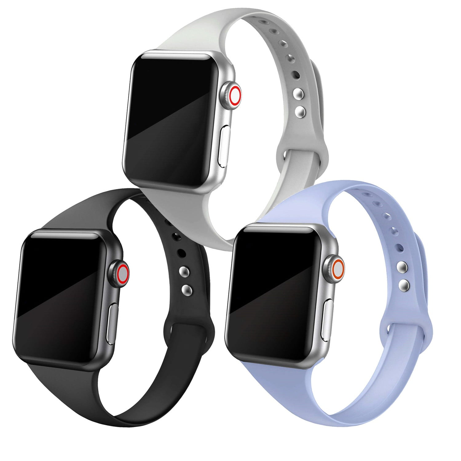 Pack Sport Slim Silicone Bands for Apple Watch Bands 40m 44mm