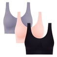 thumbnail image 1 of 3 Pack Sports Bras for Women Medium Support Wirefree Padded Workout Yoga Gym Fitness Bra Multipacks (3XL, 3PCS-05), 1 of 6