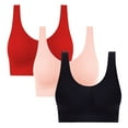 thumbnail image 1 of 3 Pack Sports Bras for Women Medium Support Wirefree Padded Workout Yoga Gym Fitness Bra Multipacks (M, 3PCS-01), 1 of 7