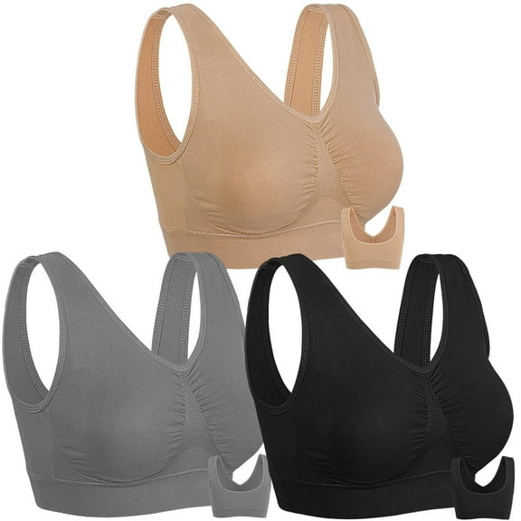 3 Pack Sports Bras for Women Wirefree Padded Workout Yoga Gym Fitness Bra Medium Support