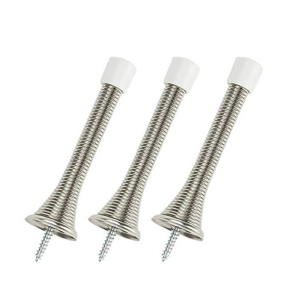 3 Pack Spring Door Stops, Door Stoppers for Wall, 3.35 Inch Flexible Heavy Duty Spring Door Stopper with RustProof Screw Rubber Bumper Tips