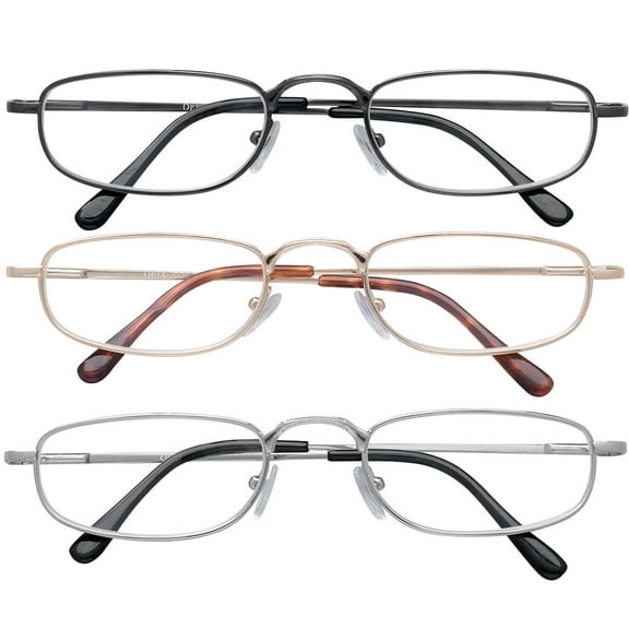 3 Pack Spring Hinge Metal Reader - Magnification 1.50X
