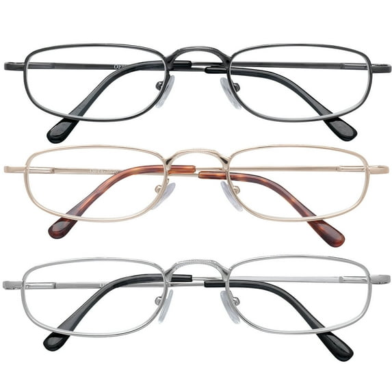 3 Pack Spring Hinge Metal Reader - Magnification 5.00X