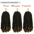 thumbnail image 1 of 3 Pack Spring Twist Braids 8" Ombre Colors Crochet Braids Synthetic Braiding Hair Extensions Pre-twisted Spring Twists Mini Passion Twist Fluffy Twist Hair 8inch 110g (30strands/pack), 1 of 7