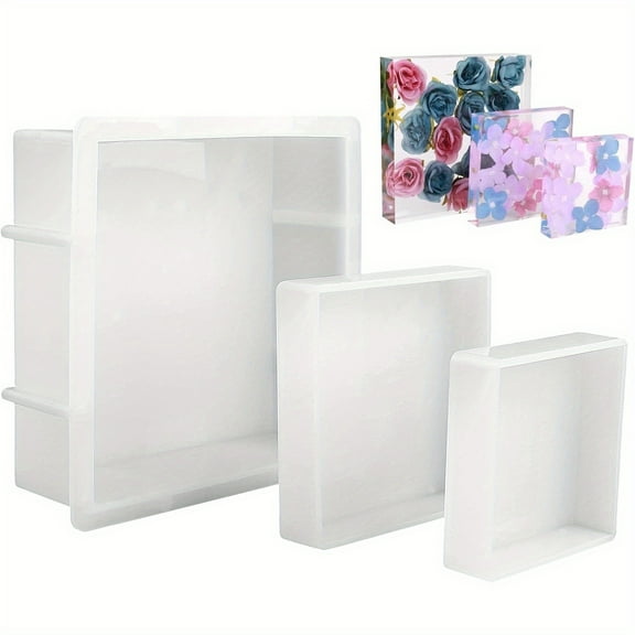 3 Pack Square Silicone Molds For Resin, Deep Square Molds, Epoxy Resin Molds For Bouquet Preservation, DIY Crafts, Home Decor For Birthdays, Christmas, Thanksgiving And Wedding Anniversaries