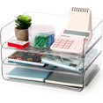 3 Pack Stackable Paper Trays, Clear PET Desk Letter Tray Set, 3 Tier