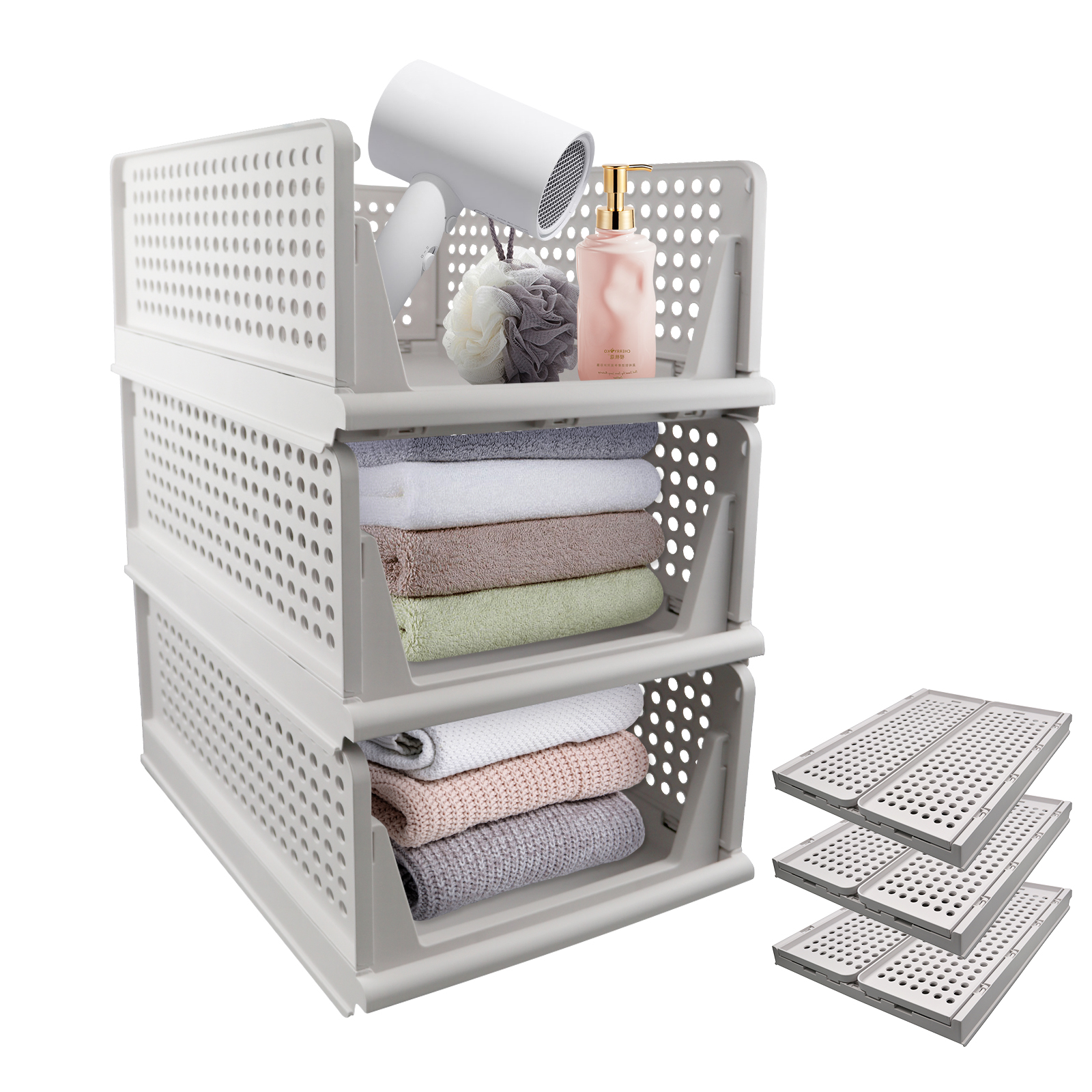 Mainstays Wide Flex Closet Shelf Storage Bin, Arctic White