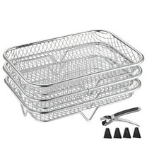 3-Pack Stainless Steel Air Fryer Rack, 7.7x5.3 Inch Stackable Dehydrator Racks for Instant Vortex, Oven, Grill & Pressure Cooker – Multi-Purpose Air Fryer Accessories