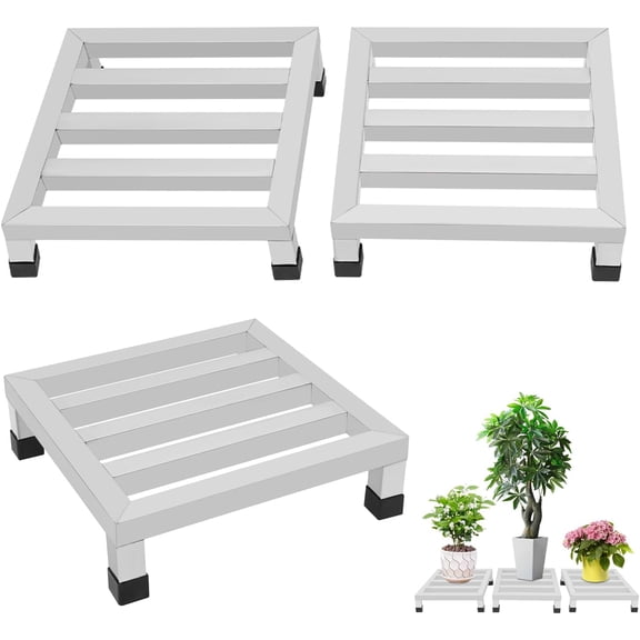 3 Pack Stainless Steel Dunnage Rack,13.78" x 13.78" Commercial Food Floor Rack, 1000+ Pound Capacity Storage Rack for Restaurants, Kitchens, Garages