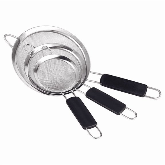 3 Pack Stainless Steel Fine Mesh Strainer Set, Multi-size Kitchen Sieve Filter, Rustproof & Easy Clean for Flour, Tea, Rice, Baking & Cooking