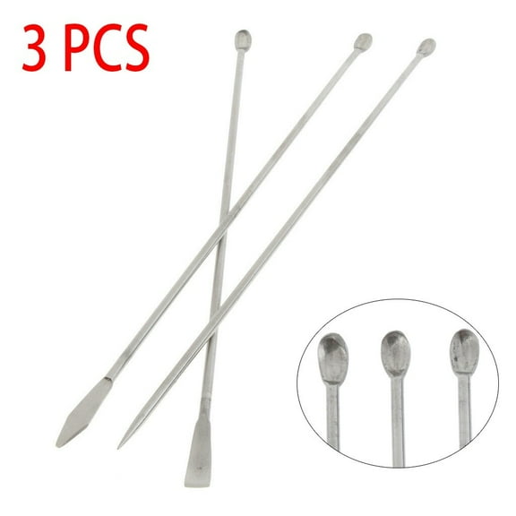 3 Pack Stainless Steel Lab Spoon Spatula Set, Square Head Scoop for Powder Measuring, Long Handle Sampling Tool for Laboratory Kitchen Jar Bottle, 22cm