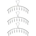 thumbnail image 1 of 3 Pack Stainless Steel Laundry Drying Rack Clothes Hanger with 8 Clips for Drying Socks,Drying Towels, Diapers, Bras, Baby Clothes,Underwear, Socks Gloves, 1 of 5