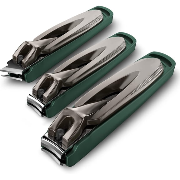 3-Pack Stainless Steel Nail Clippers Set for Men & Women Ultra Sharp Fingernail & Toenail Clipper , Professional Grooming Kit for Thick Nails