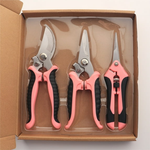 3-Pack Stainless Steel Pruning Shears for Gardening, Ideal Plant & Bonsai Clippers