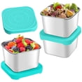 thumbnail image 1 of Stainless Steel Snack Containers (6oz) | Leakproof Silicone Lids | Small Metal Food Storage for Office, Travel & Lunch | Dishwasher Safe | Includes 3 Containers (7.4x6x5cm), 1 of 6