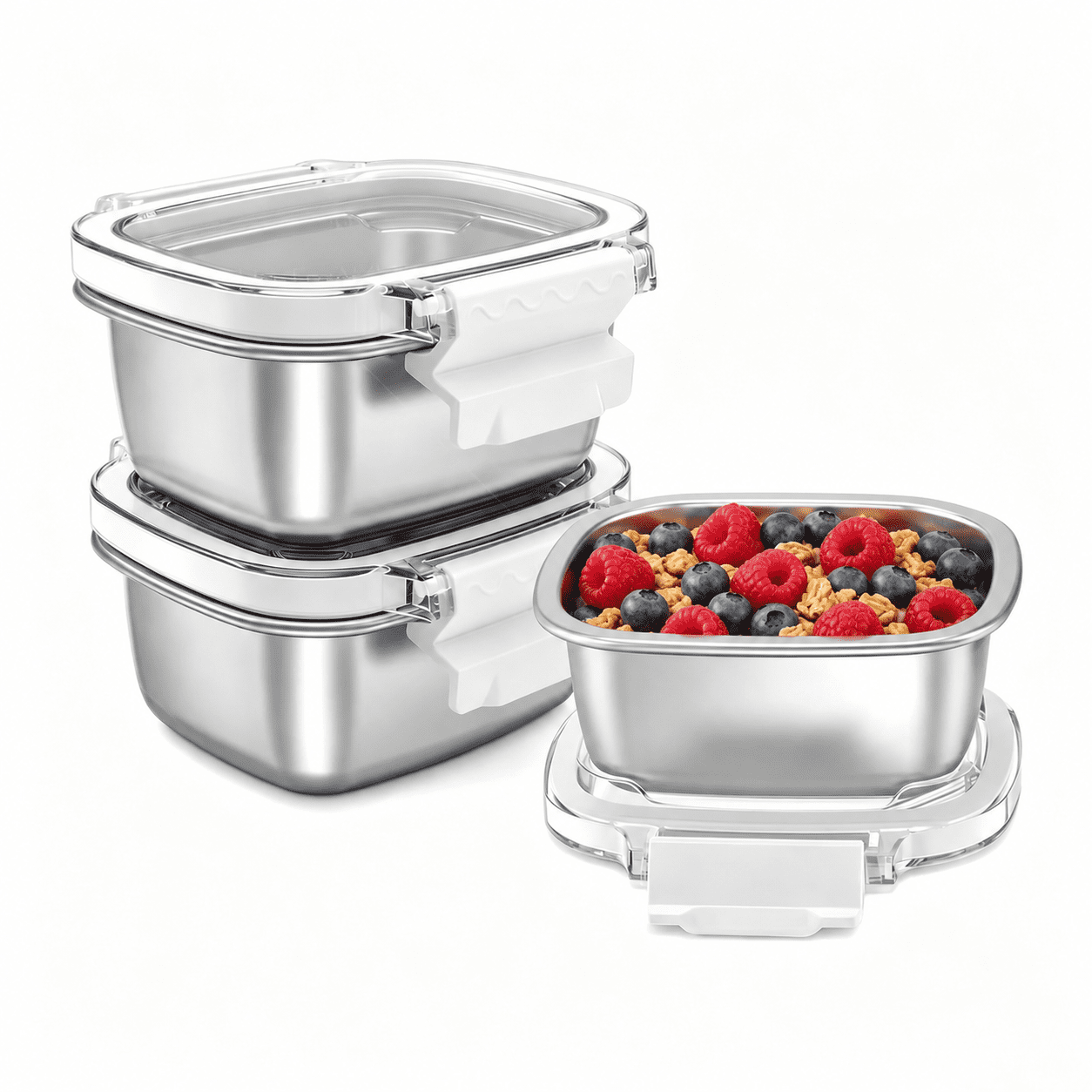 Sake Container Metal 3 Pack Stainless Steel Snack Containers with Lids, 15.22 oz Small Metal ...