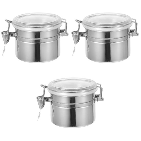 3 Pack Stainless Steel Storage Tank Flour Coffee Cylinder Containers Beans Seal