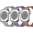 thumbnail image 1 of 3 Pack Stainless Steel Strap Compatible with Apple Watch Band 42mm 44mm 45mm 49mm, Dwitch Magnetic Clasp Replacement Band for iWatch Series 9 8 7 6 5 4 3 2 SE Ultra 2,Pink/Starlight/Purple, 1 of 4