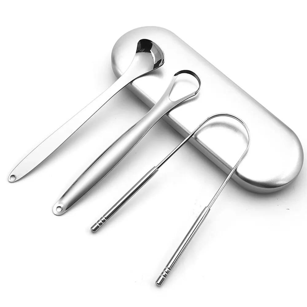 3Pack Stainless Steel Tongue Scraper Cleaner for Fresh Breath and Oral Cleaning