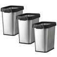 thumbnail image 1 of 3 Pack Stainless Steel Trash Can 3 Gallon, Open Top Trash Can, 8" x 11" x 13", Rectangle Rubbish Bin, Slim and Narrow, No Lid Small Wastebasketfor Kitchen, Bathroom, Living Room, Office, 1 of 9