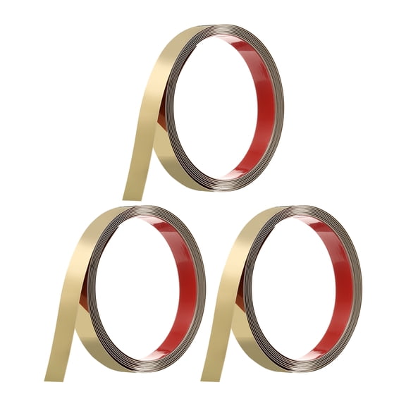 3 Pack Stainless Steel Wall Molding Trim, 10Ft x 0.79 Inch, Peel and Stick Metal Trim, Self-Adhesive Mirror Trim, Mirrored Gold