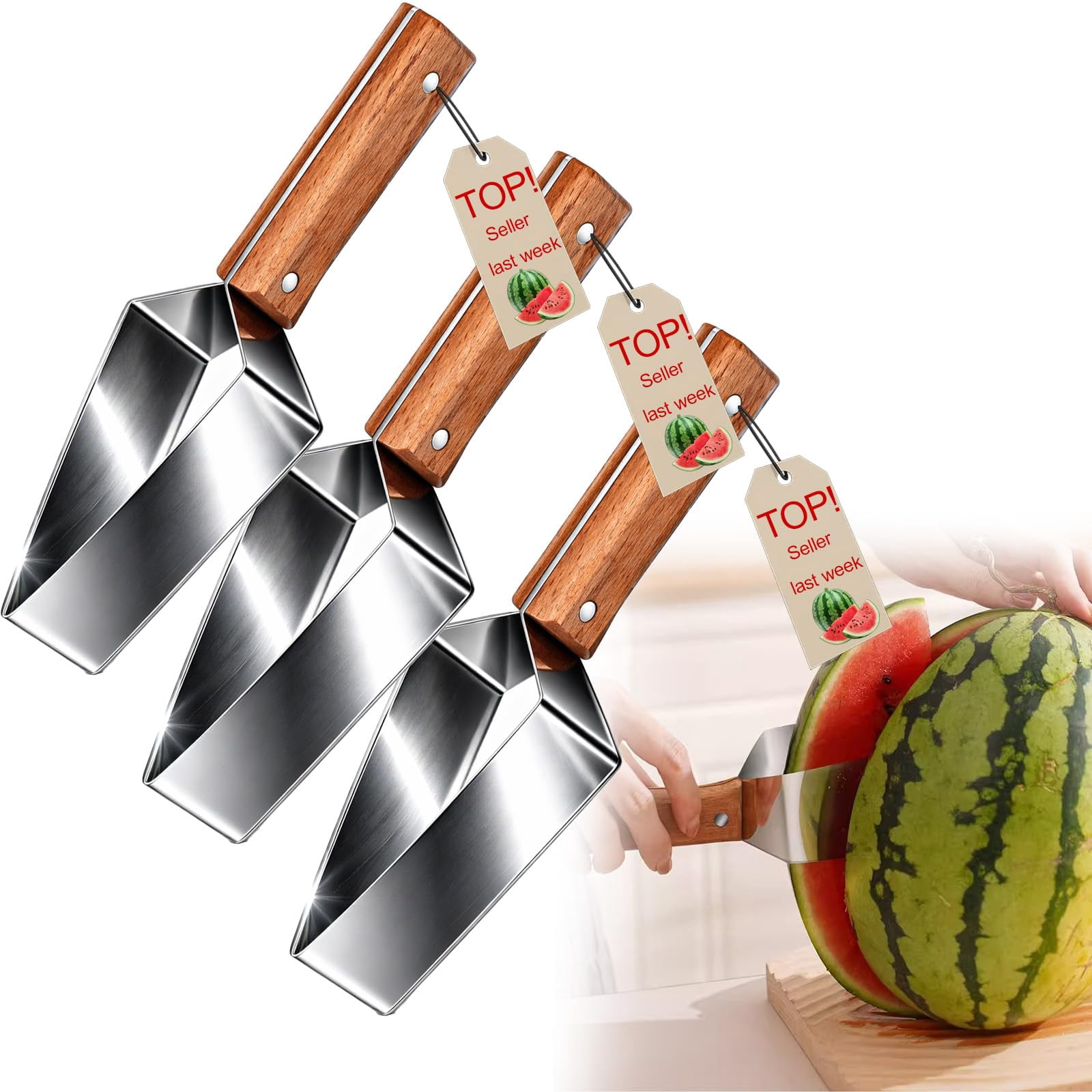 Triangle Cutter 3-Pack Stainless Steel Watermelon Slicer, 2026 New Triangle Cutter with ...