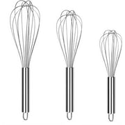 3 Pack Stainless Steel Whisks for Cooking - Essential Wire Whisk Stainless Steel for The Kitchen Egg Beate,Whisks Stainless Steel 8 ,10 ,12 ,Strong, Durable, and Multifunctional