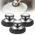 thumbnail image 1 of 3 Pack Stainless Steel Wool Scrubber Detachable Metal Scrubber Wool Pads Dish Scrubber with Handle Rust-Resistant Scrubbing Scouring Brush Cleaning Brush for Iron Pots,Stoves,Wash Sink,Topboutique, 1 of 6