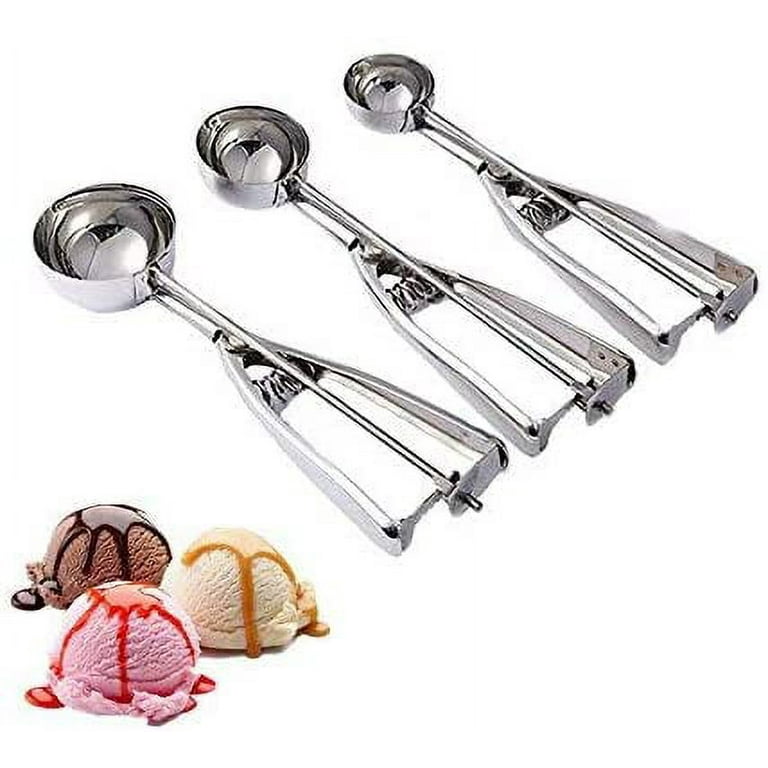 Cookie Scoop Set, Ice Cream Scoop Set with Multiple Size Trigger Small,  Medium and Large Stainless Steel Cookie Scoops Set of 3 for Baking,  Stainless