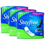 3 Pack - Stayfree Maxi Super Pads Wingless, Absorbs 30% More, Multi-Fluid Absorption, Comfortably Dry for up to 8 Hours, 66 Ct